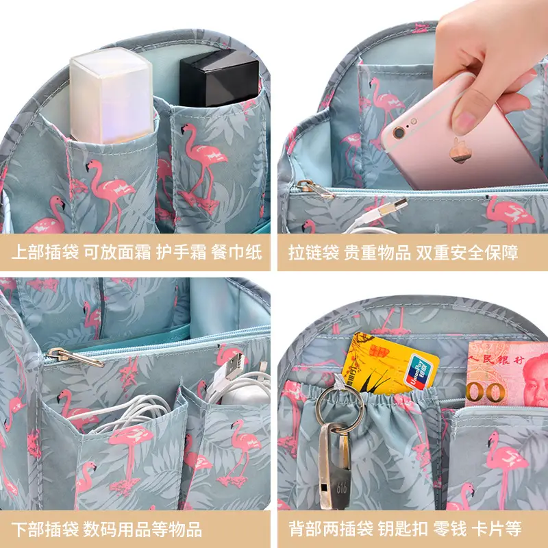 Pink Flamingo Travel Storage Bag with Zip Pockets - Image 18