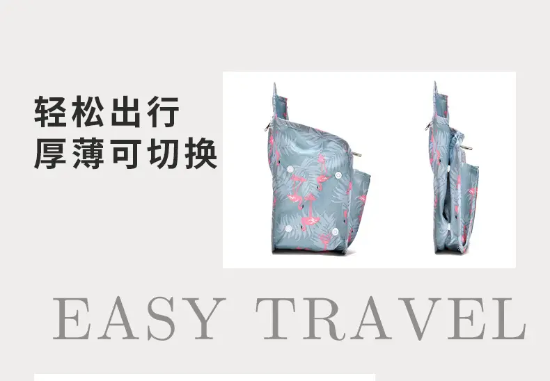 Pink Flamingo Travel Storage Bag with Zip Pockets — feature 17