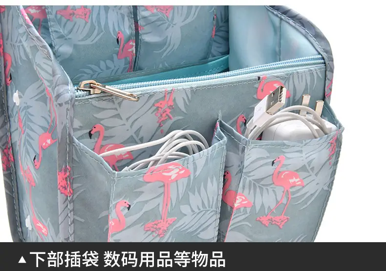 Pink Flamingo Travel Storage Bag with Zip Pockets — feature 22
