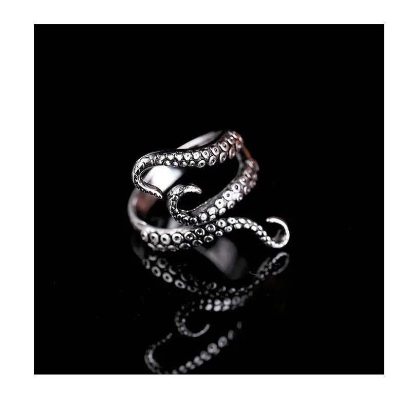 Retro Punk Octopus Ring Adjustable Silver All Match - Image 6