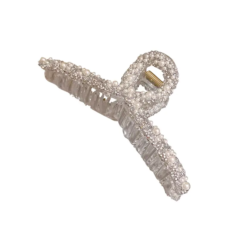Korean Rhinestone Pearl Hairpin Clip Large Grab Vintage Disc