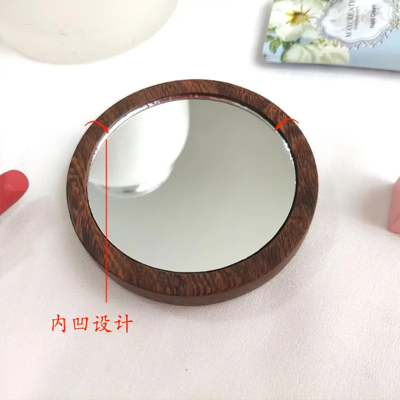 Elegant Wooden Round Makeup Mirror for Wedding & Creative Gifts - Image 8