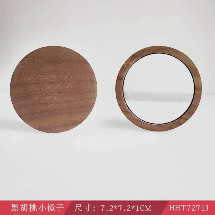 Elegant Wooden Round Makeup Mirror for Wedding & Creative Gifts - Image 5