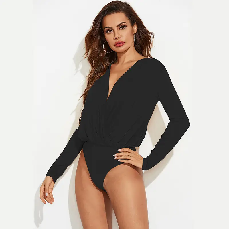 White Long Sleeve V-Neck Jumpsuit for Women - Image 2