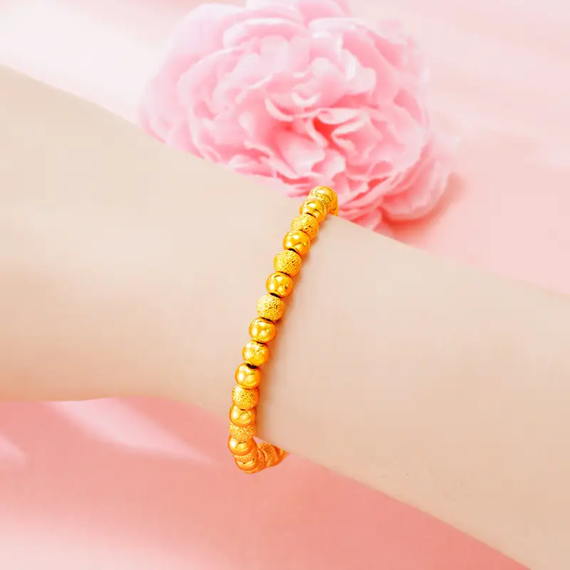 3D Hard Gold Couple Bracelet 24k Gold Red Sand - Image 3