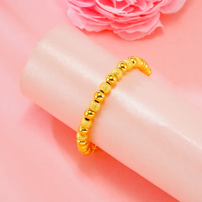 3D Hard Gold Couple Bracelet 24k Gold Red Sand - Image 4