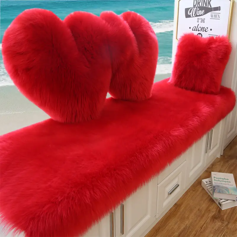 Faux Wool Bay Window Mat for Balcony Cushion
