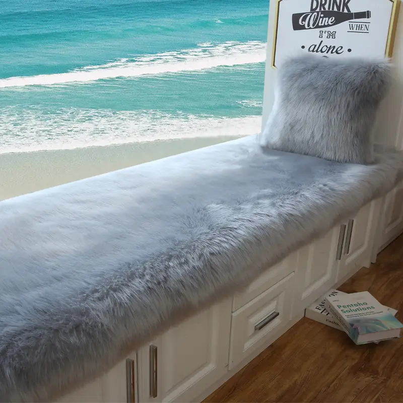 Faux Wool Bay Window Mat for Balcony Cushion