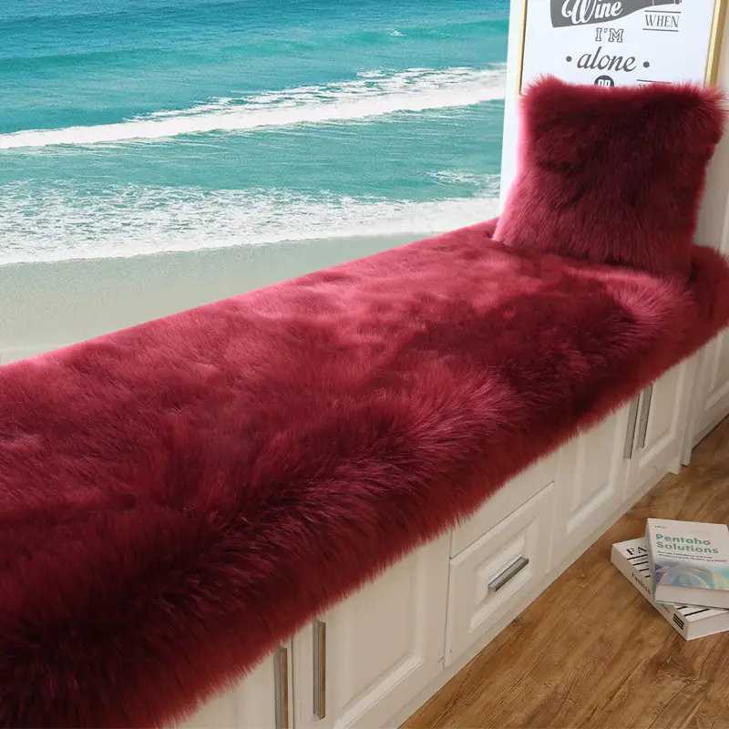 Faux Wool Bay Window Mat for Balcony Cushion