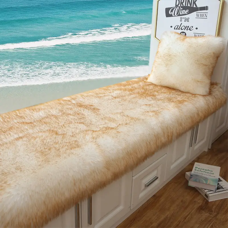 Faux Wool Bay Window Mat for Balcony Cushion