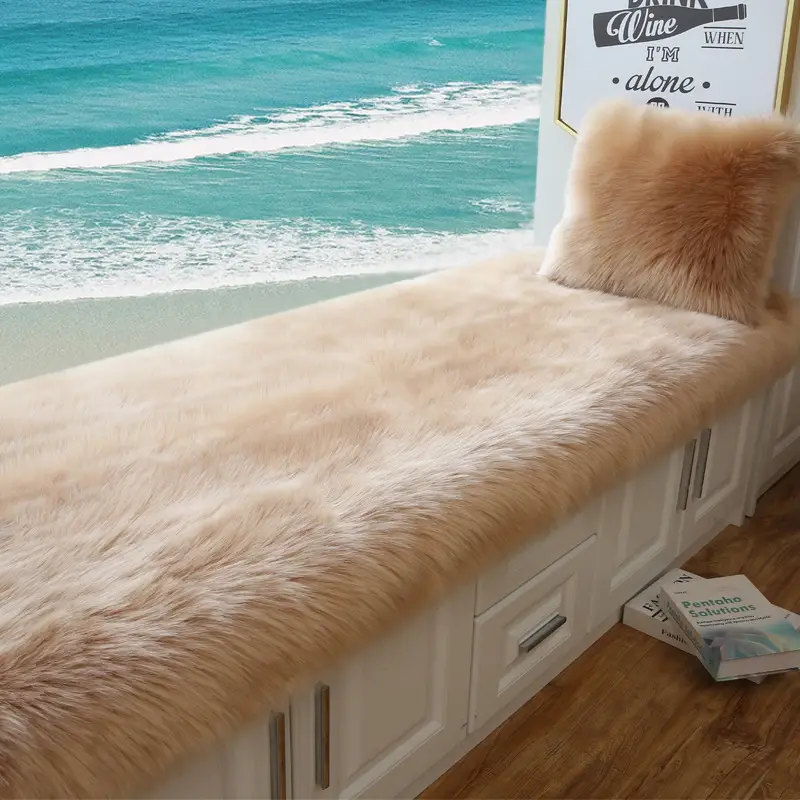 Faux Wool Bay Window Mat for Balcony Cushion