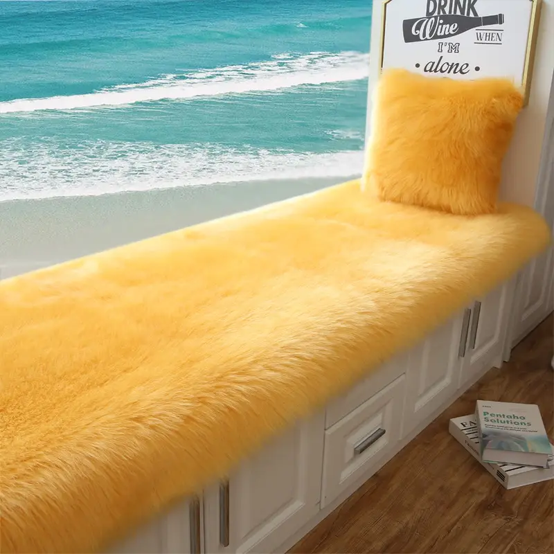 Faux Wool Bay Window Mat for Balcony Cushion