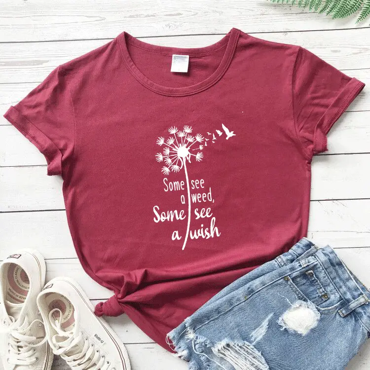 Gray Floral Print T-Shirt with "Some See A Weed Others See" Design - Image 7