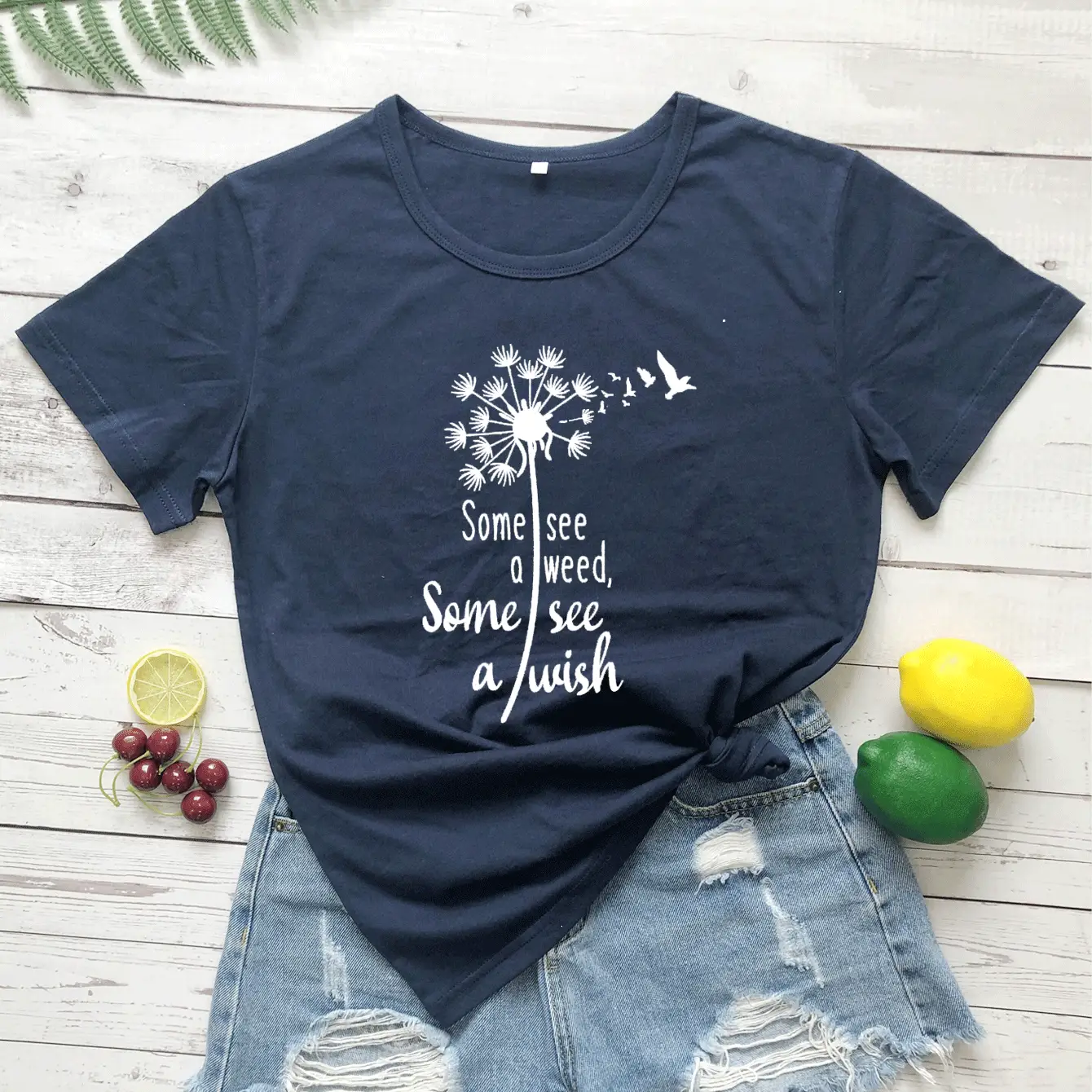 Gray Floral Print T-Shirt with "Some See A Weed Others See" Design - Image 12