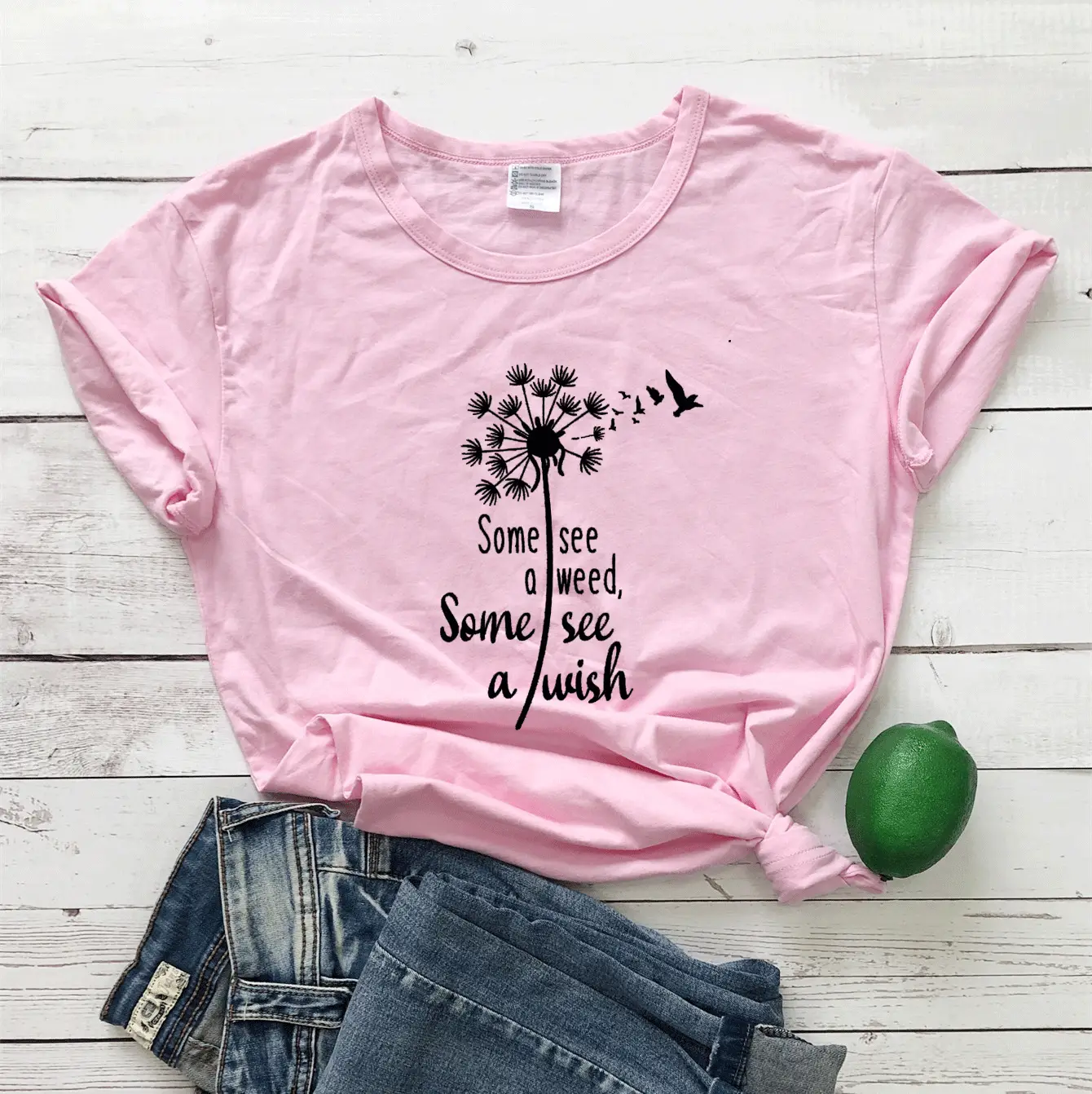 Gray Floral Print T-Shirt with "Some See A Weed Others See" Design - Image 6