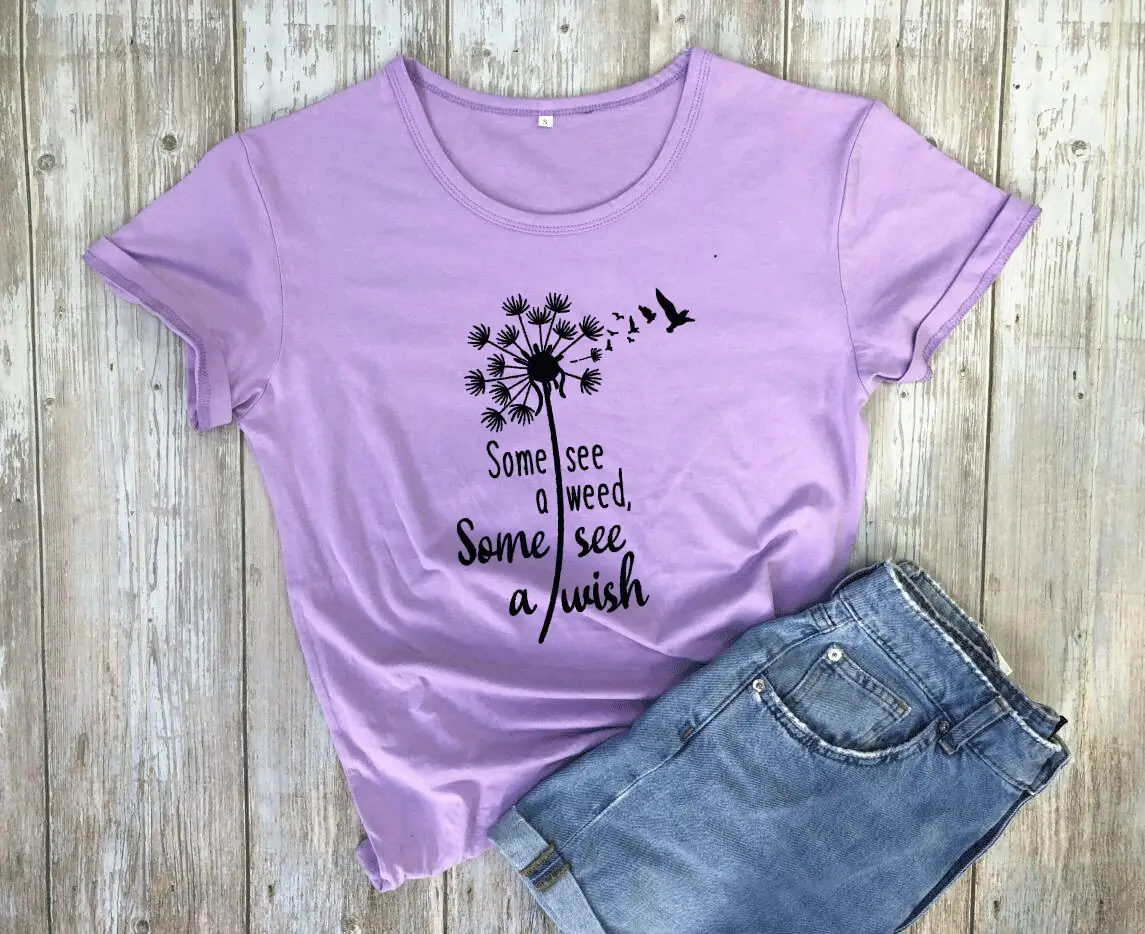 Gray Floral Print T-Shirt with "Some See A Weed Others See" Design - Image 8
