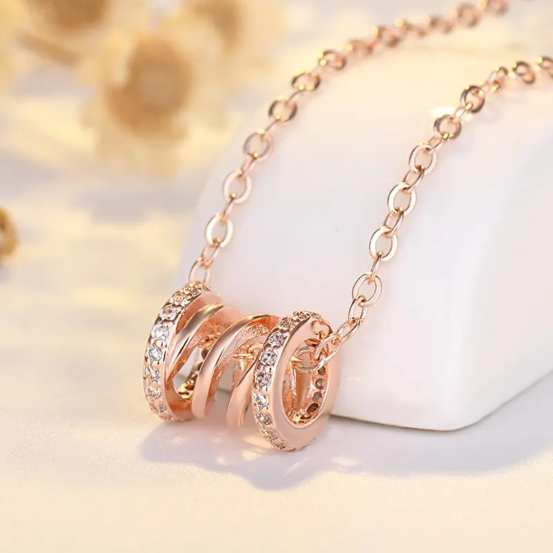 Rose Gold Multi Band Necklace for Women - Image 2