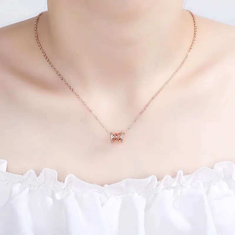 Rose Gold Multi Band Necklace for Women - Image 4