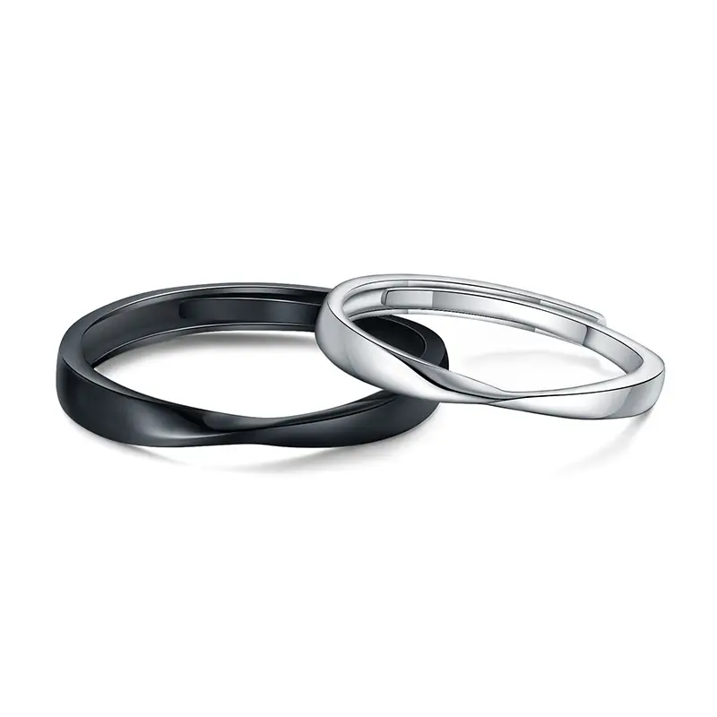 Open Mobius Couple Rings Black White Modern Design