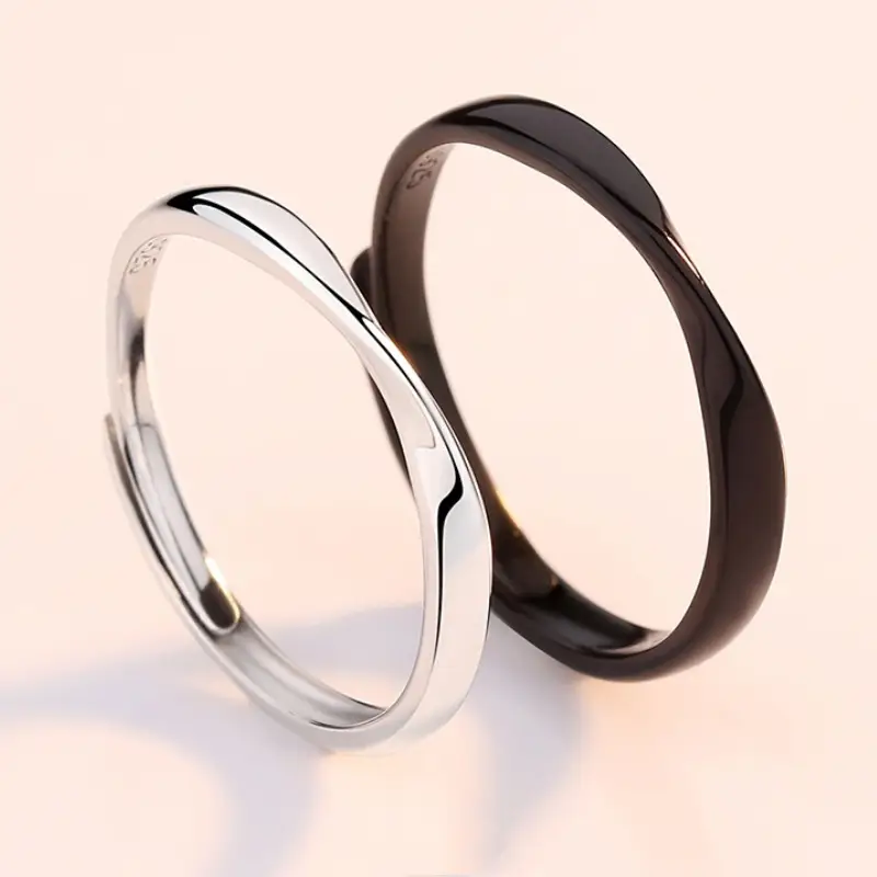 Open Mobius Couple Rings Black White Modern Design — feature 3