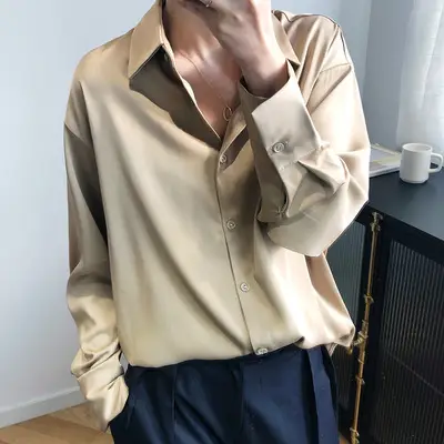 Women's Grey Chiffon Long Sleeve Shirt BF Style - Image 3