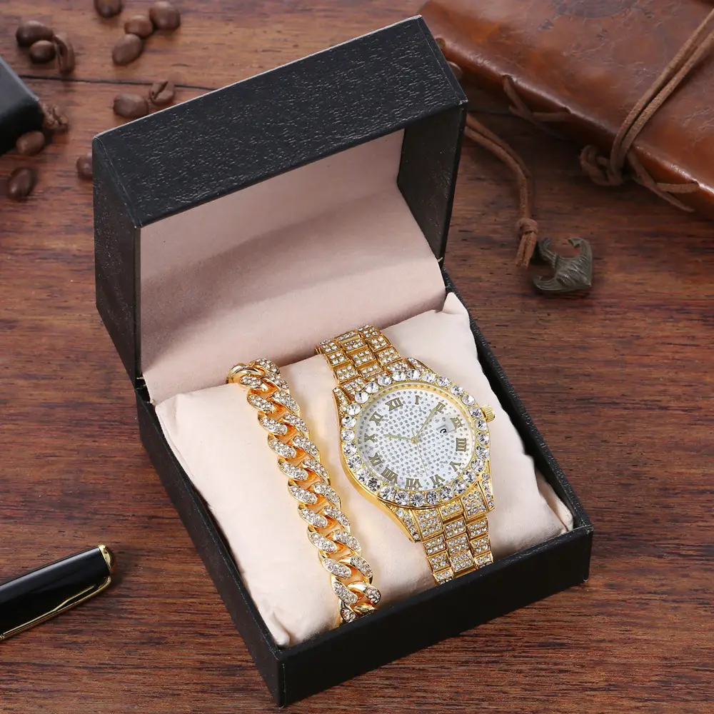 Red Diamond Chain Watch with Gold Bracelet — feature 10