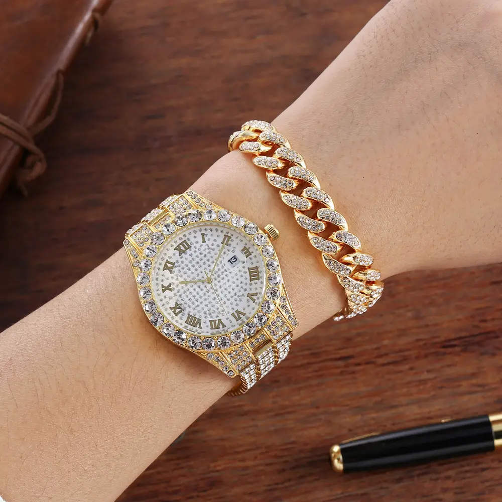 Red Diamond Chain Watch with Gold Bracelet — feature 11