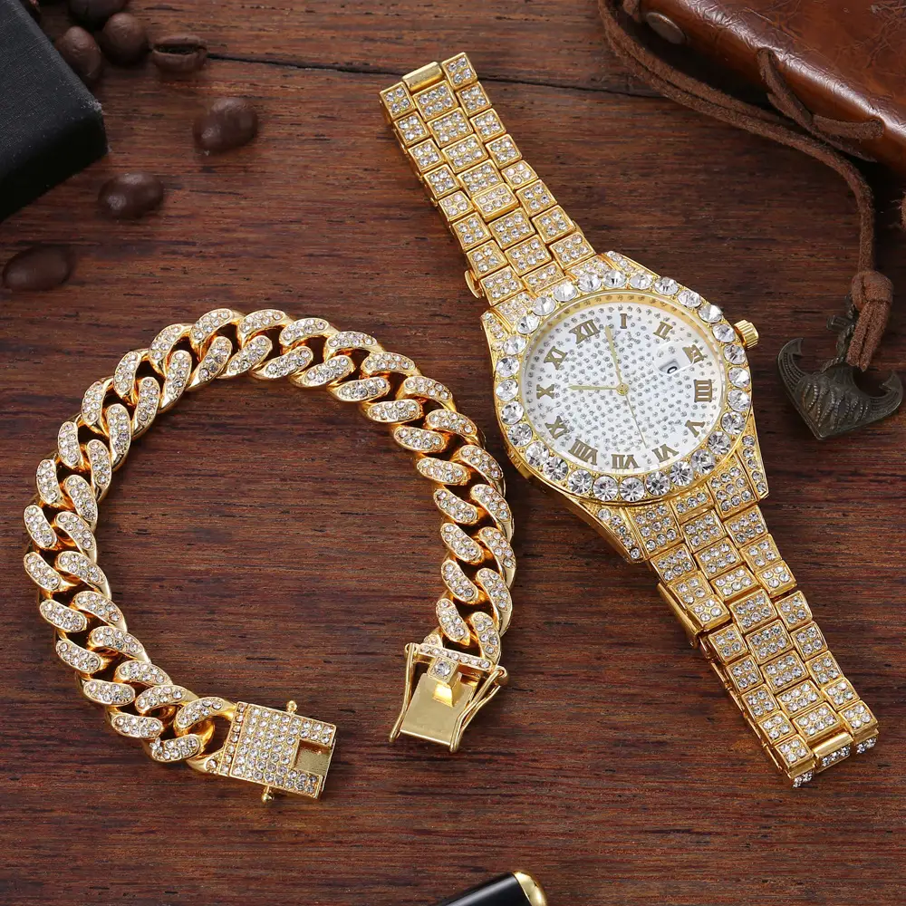 Red Diamond Chain Watch with Gold Bracelet — feature 13