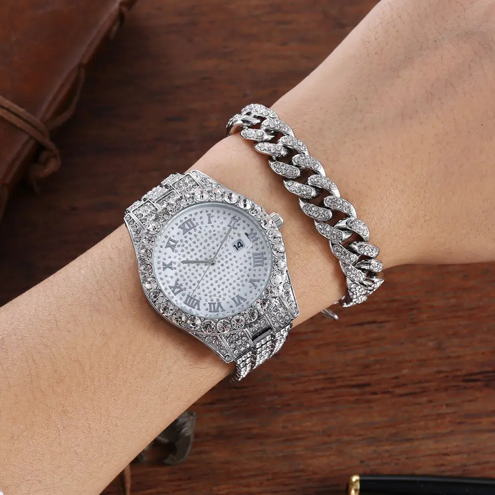 Red Diamond Chain Watch with Gold Bracelet — feature 15