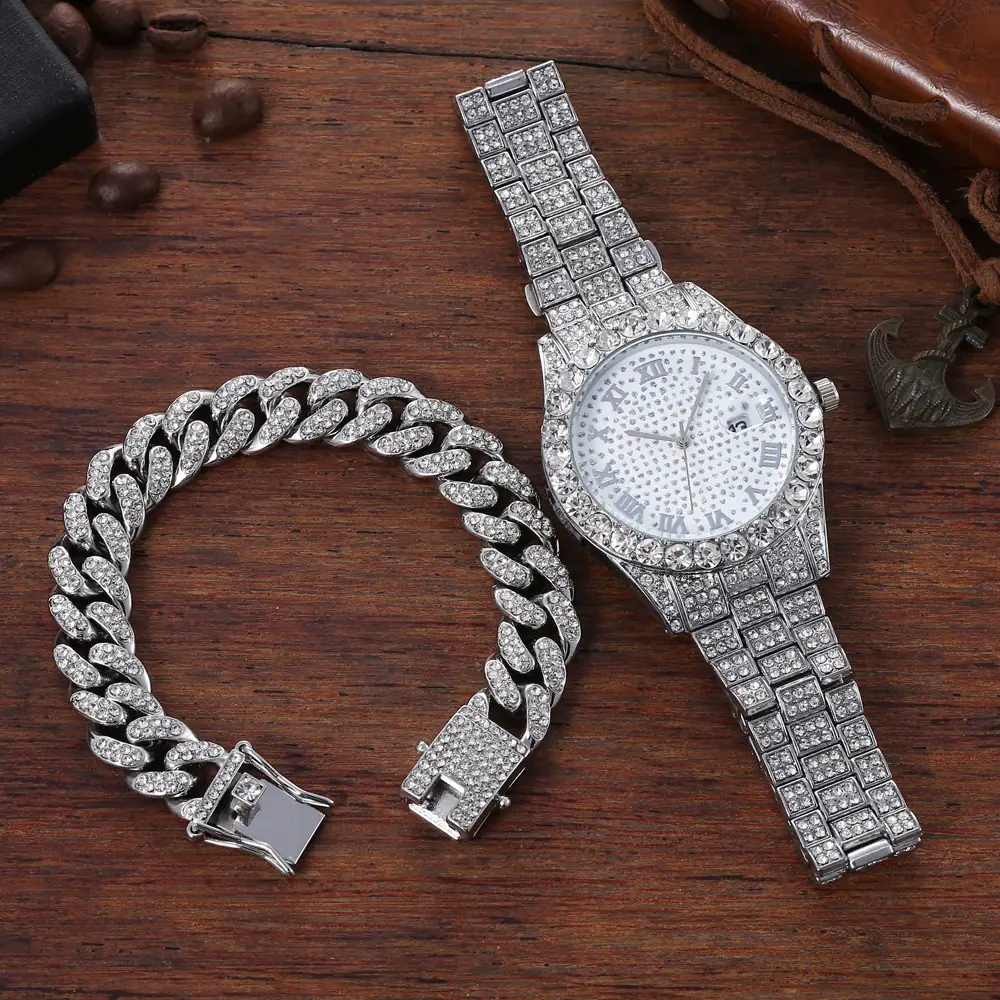 Red Diamond Chain Watch with Gold Bracelet — feature 17