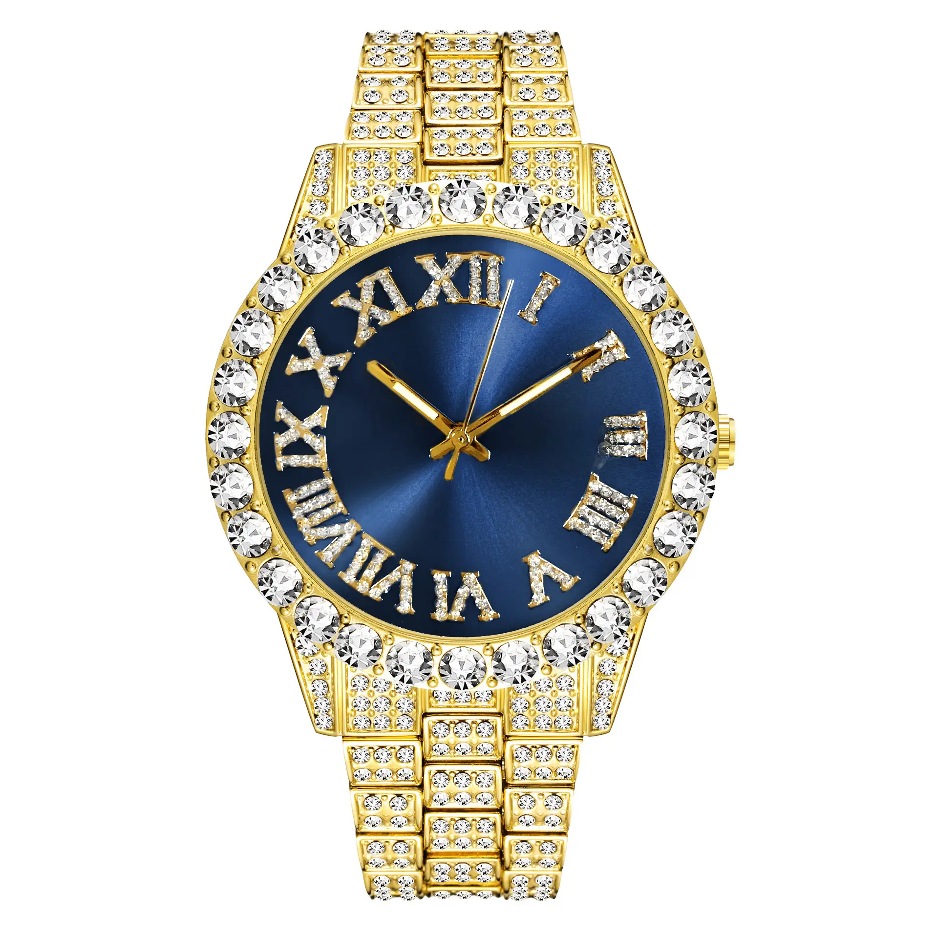 Red Diamond Chain Watch with Gold Bracelet