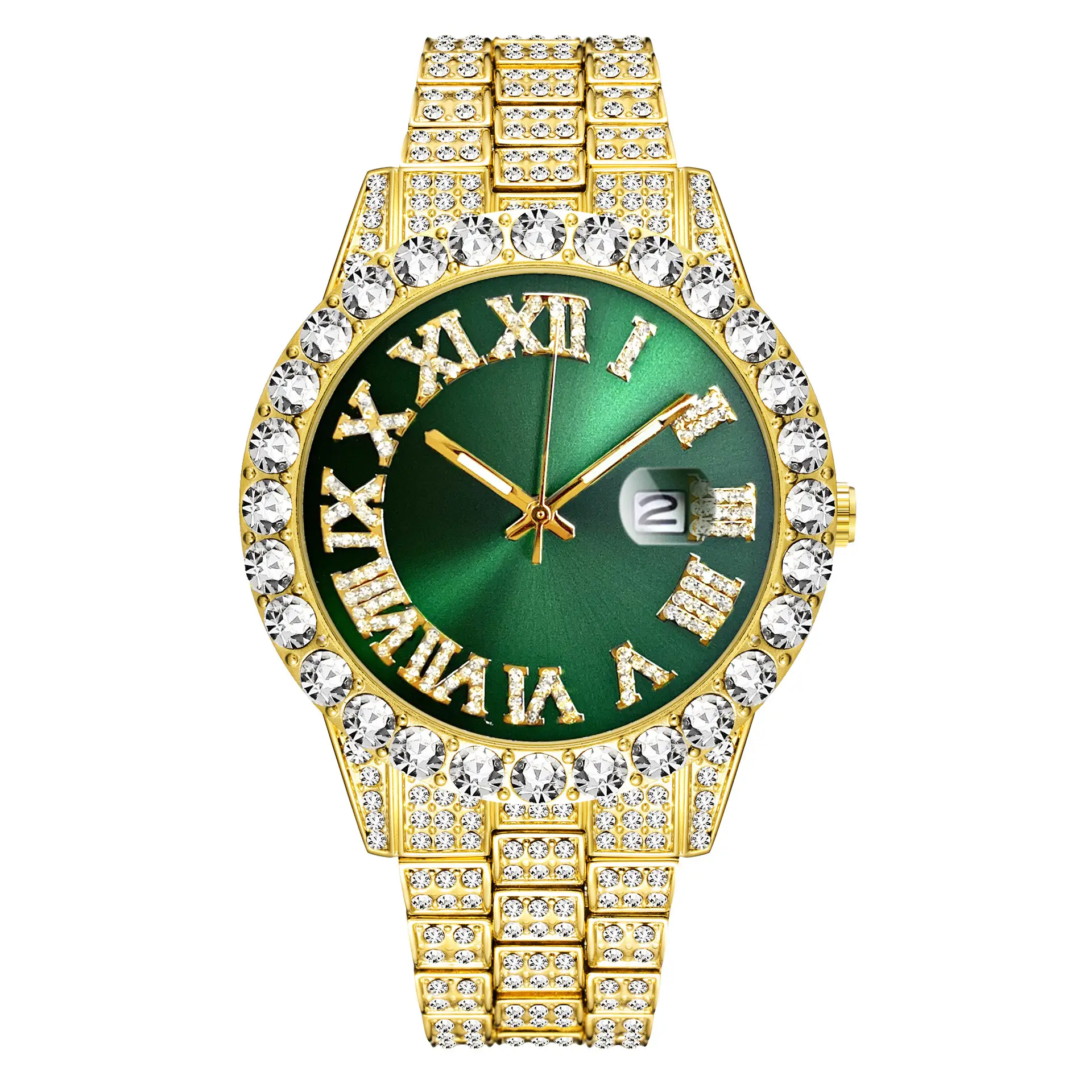 Red Diamond Chain Watch with Gold Bracelet