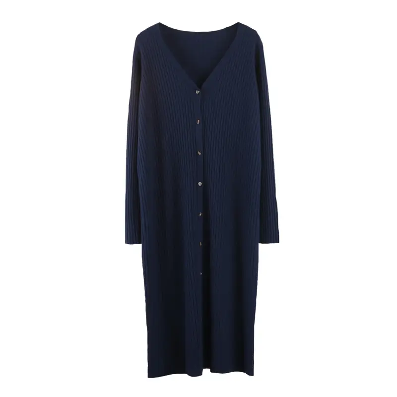 Large Size Women's Knitted V-Neck Inner Skirt Dress - Image 10