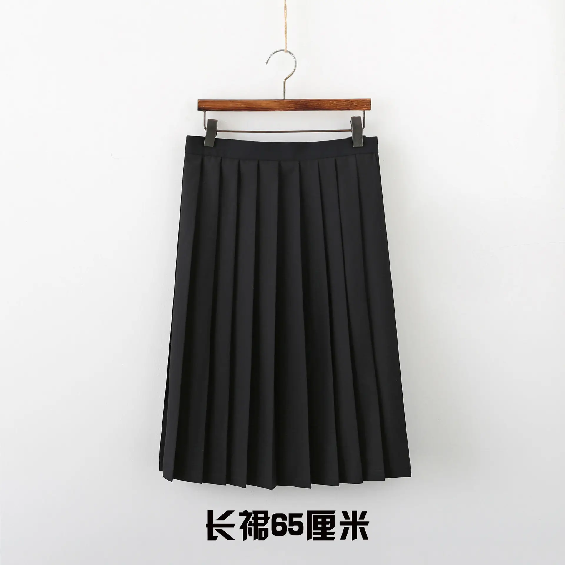 Black Fluffy Pleated Skirt 80cm High Waist School Uniform - Image 2