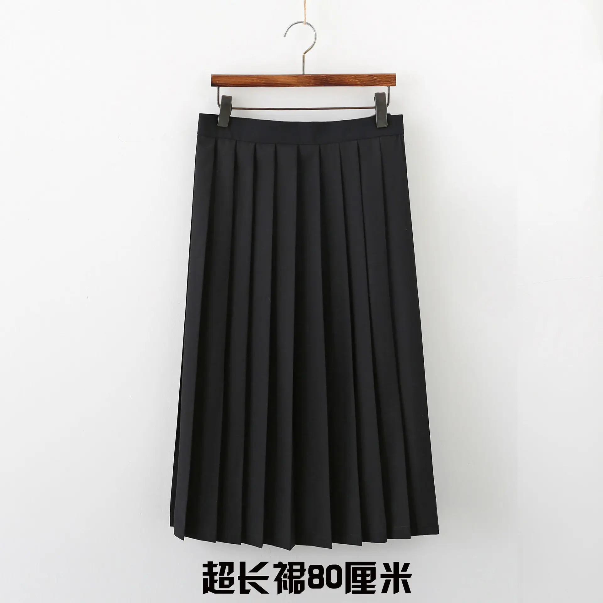 Black Fluffy Pleated Skirt 80cm High Waist School Uniform - Image 3