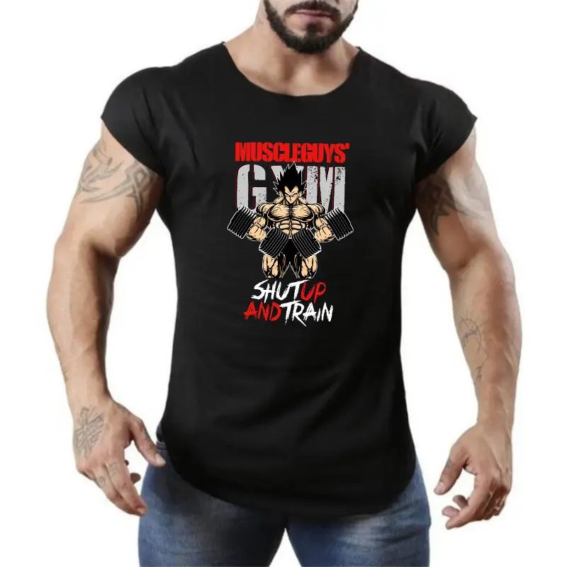 Men's Gym Waistcoat Muscle Vests Goku Cotton Green - Image 6