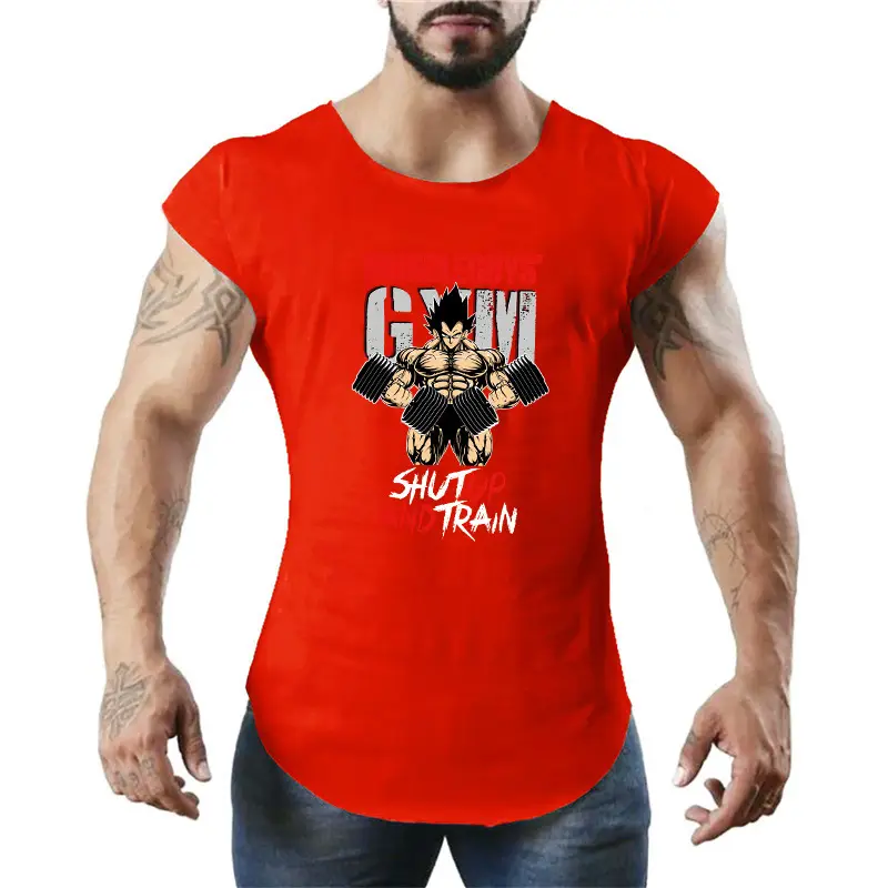 Men's Gym Waistcoat Muscle Vests Goku Cotton Green - Image 2