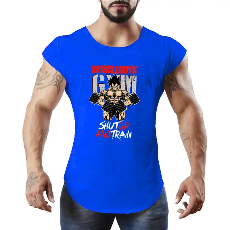 Men's Gym Waistcoat Muscle Vests Goku Cotton Green - Image 3