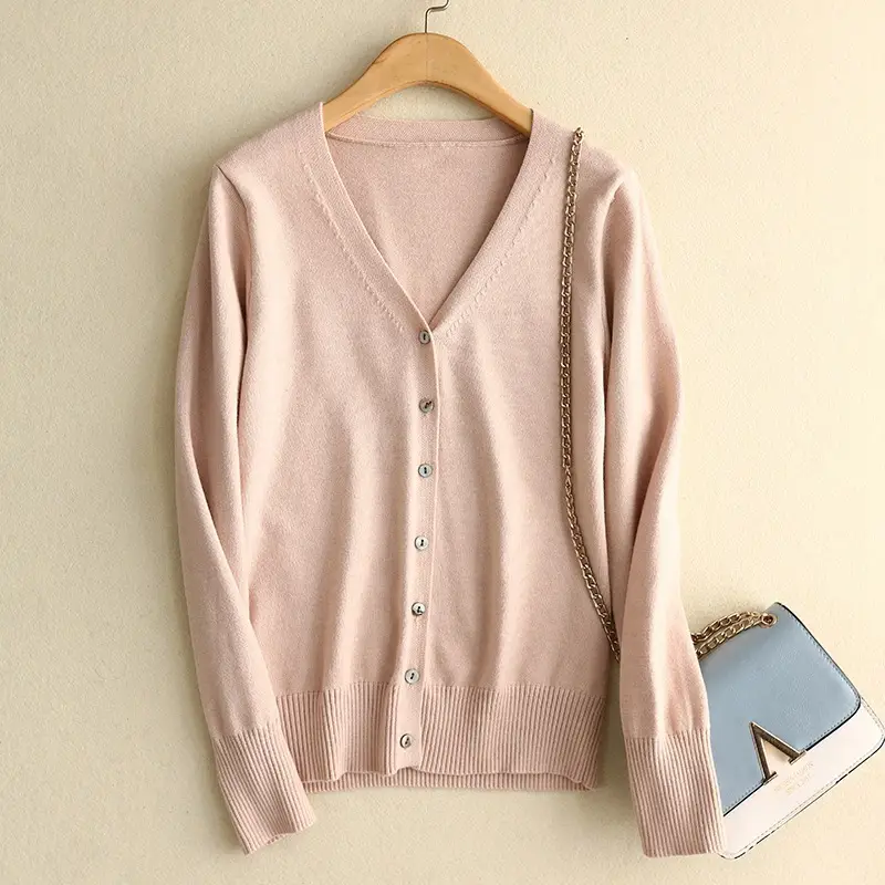 Women V-Neck Slimming Cardigan Solid Maroon - Image 22