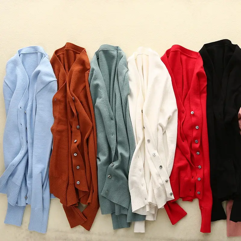 Women V-Neck Slimming Cardigan Solid Maroon - Image 24
