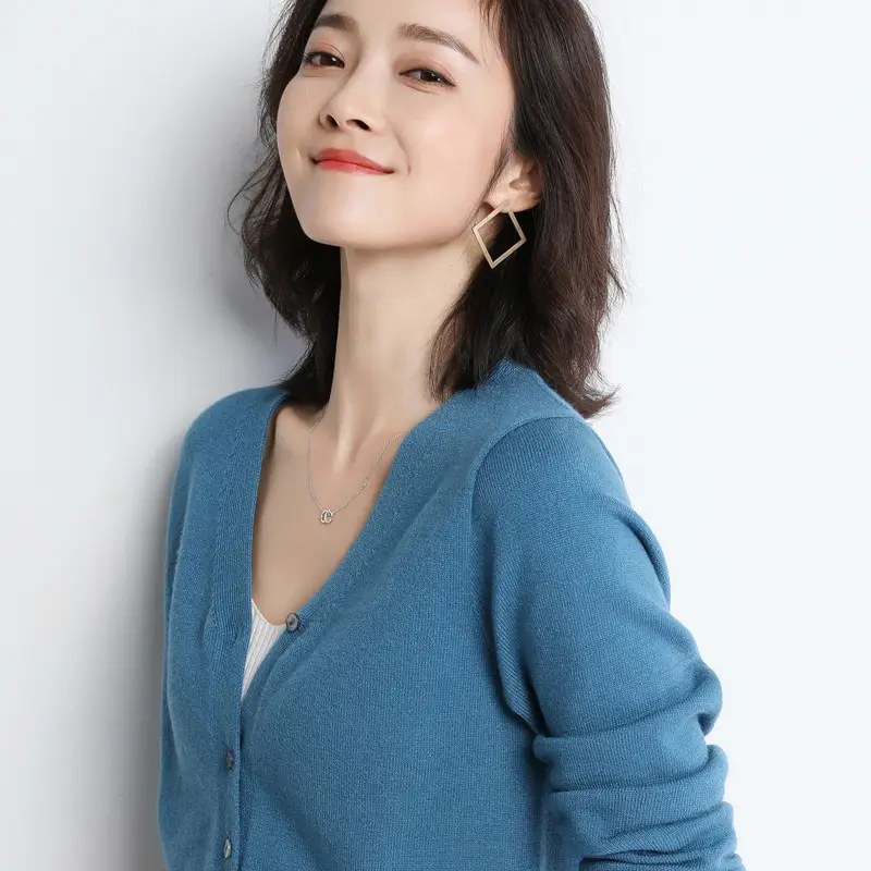 Women V-Neck Slimming Cardigan Solid Maroon - Image 16