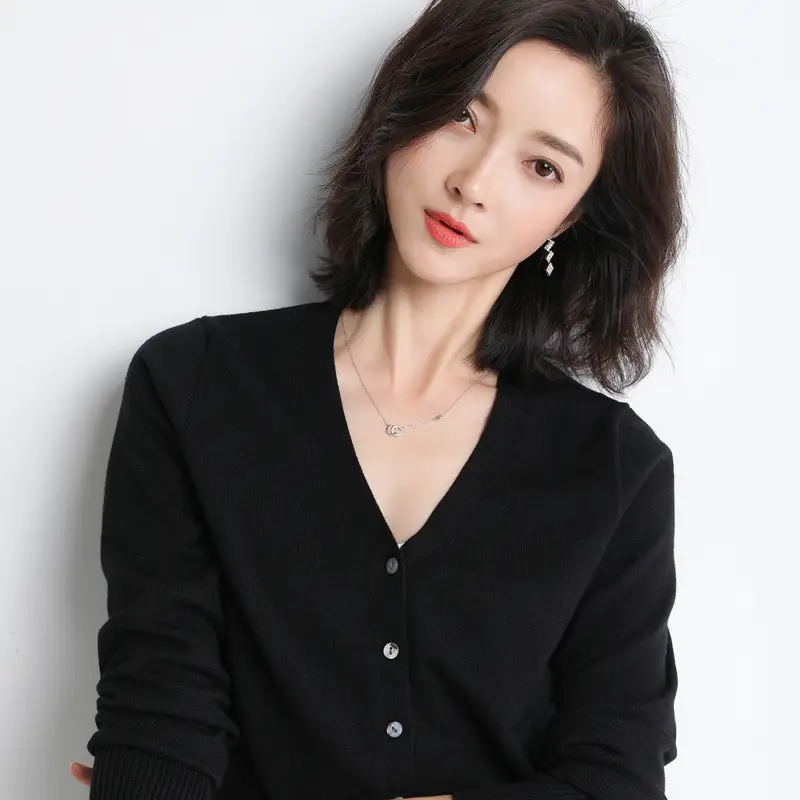 Women V-Neck Slimming Cardigan Solid Maroon - Image 4