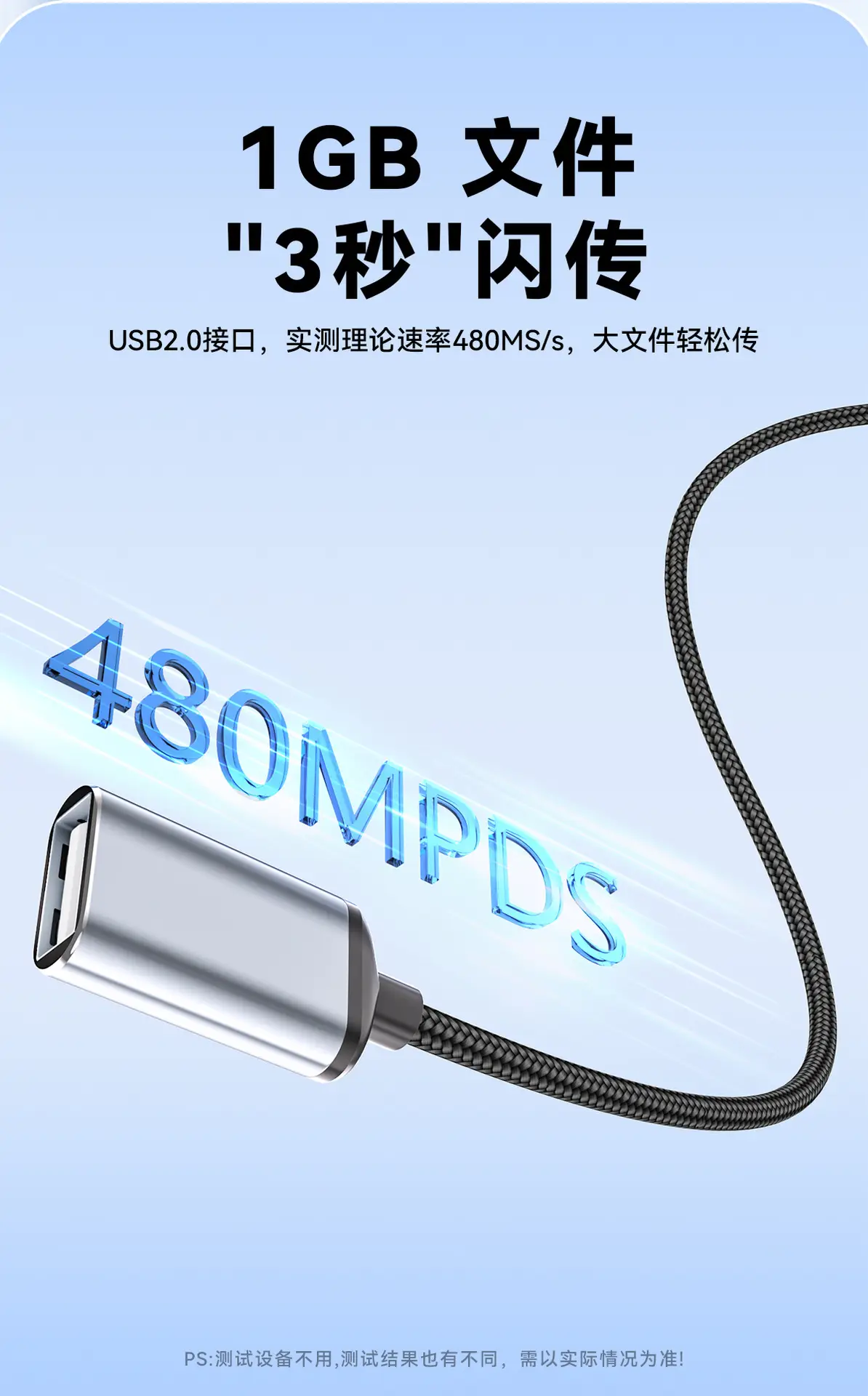 USB Extension Cable Male to Female 2.0 Metal Shield Nylon Braided — feature 10