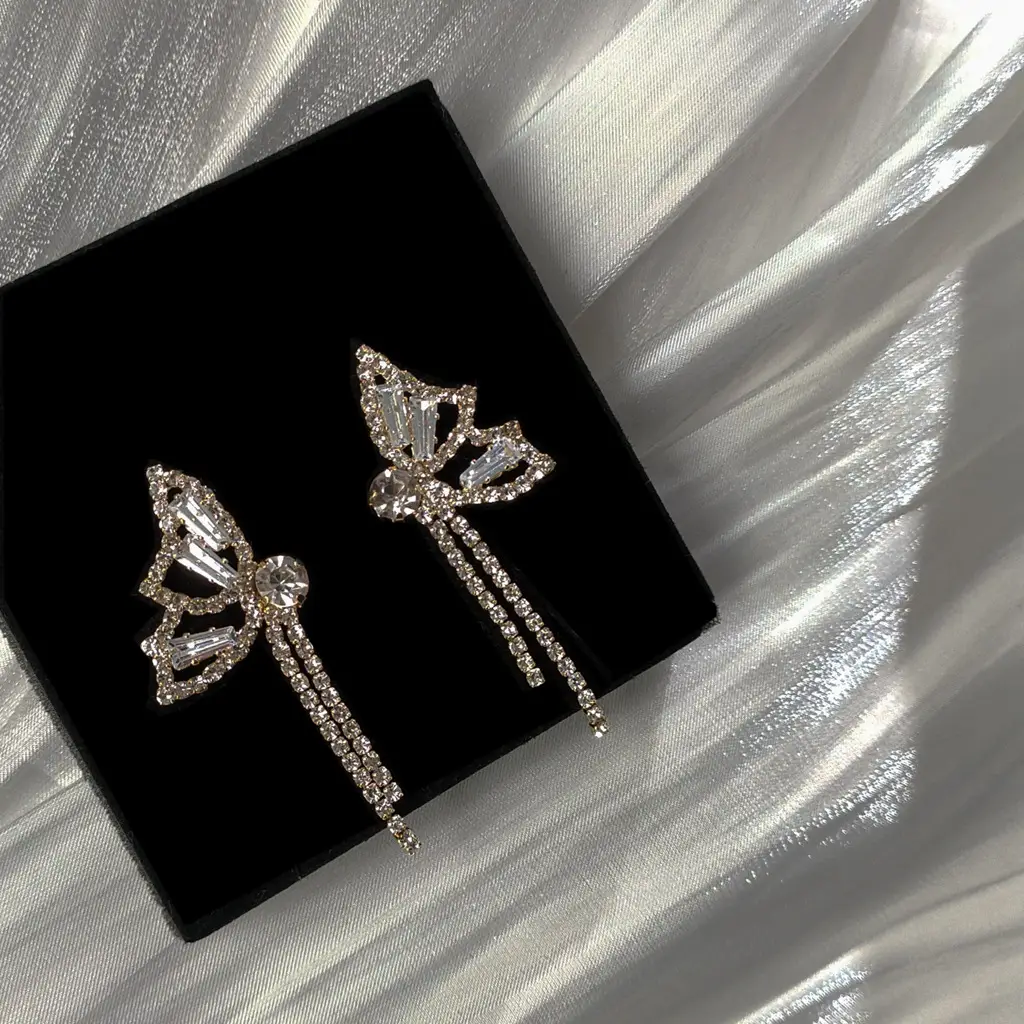 S925 Silver Butterfly Earrings with Zircon Accents - Image 4