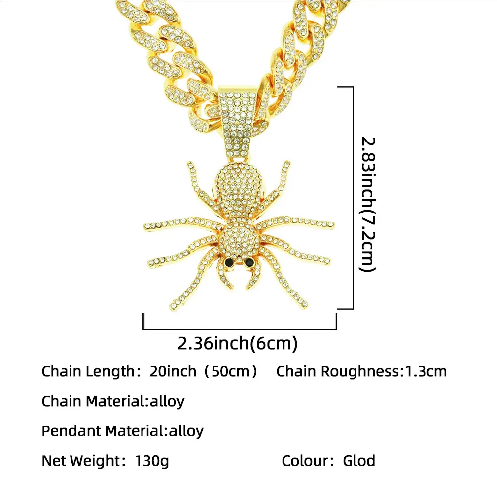 Full Diamond Three-Dimensional Spider Pendant Necklace for Men - Image 3