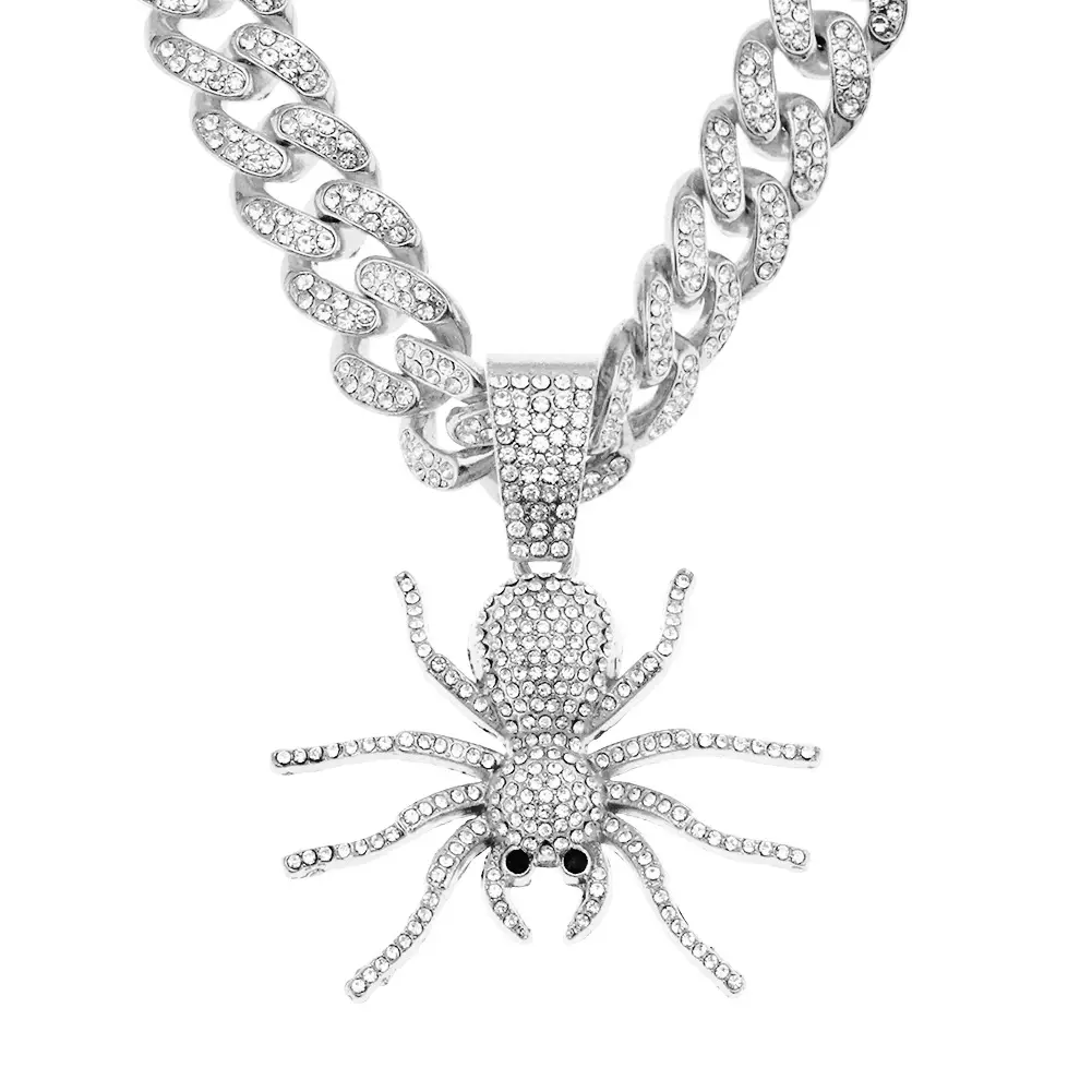 Full Diamond Three-Dimensional Spider Pendant Necklace for Men - Image 2