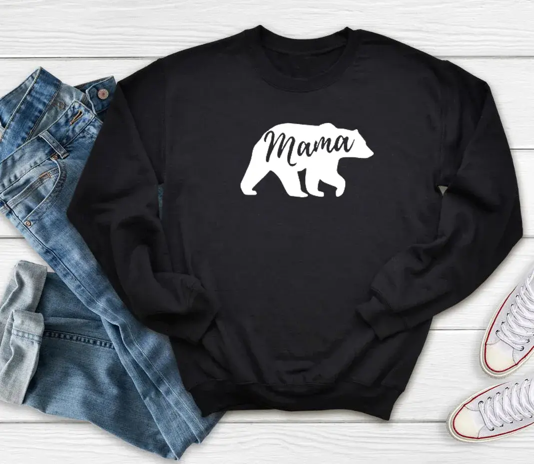 Mama Bear Print Grey Sweatshirt for Women - Image 2