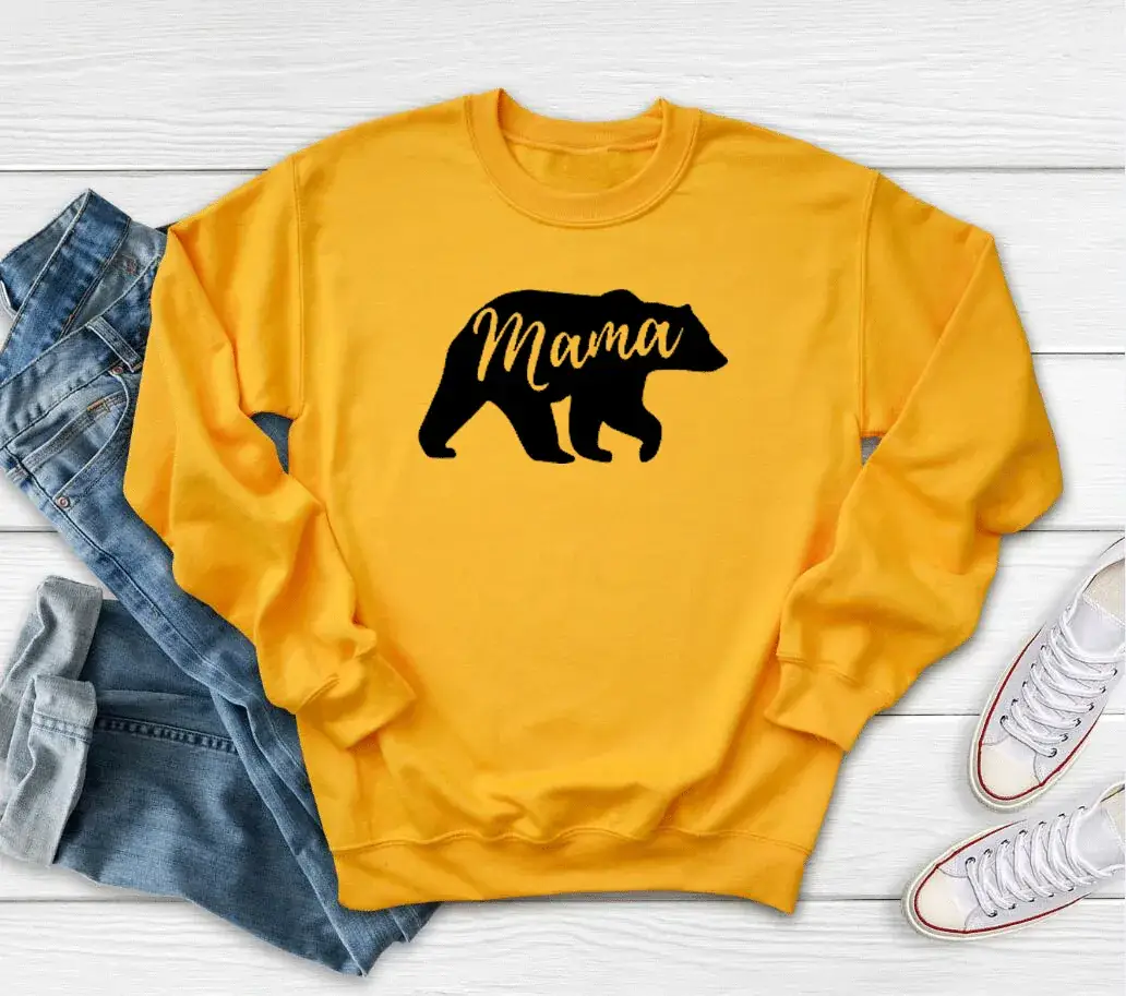 Mama Bear Print Grey Sweatshirt for Women - Image 3