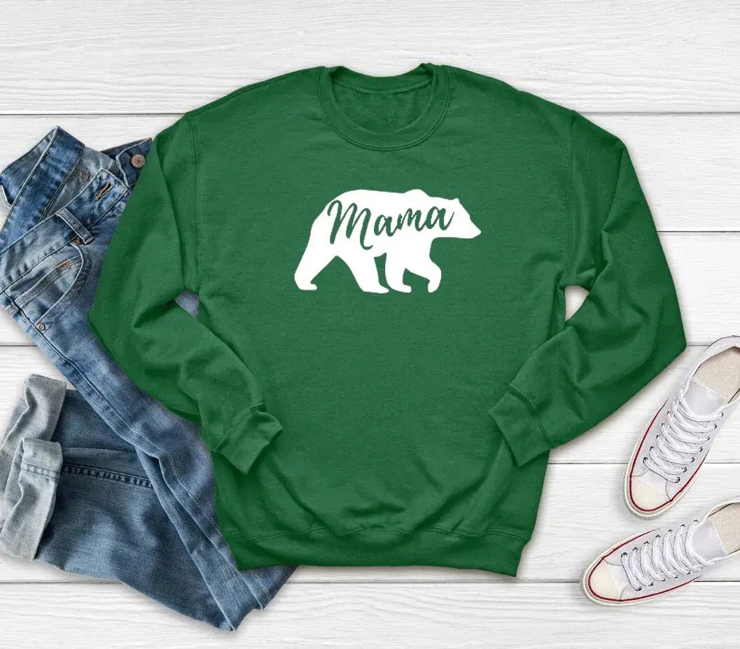 Mama Bear Print Grey Sweatshirt for Women - Image 5
