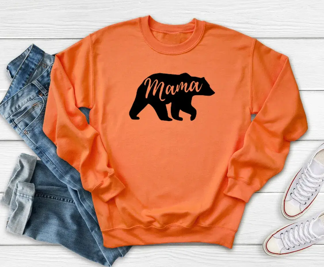 Mama Bear Print Grey Sweatshirt for Women - Image 6